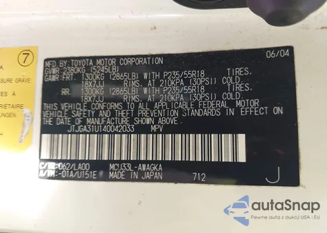 2004 Lexus Rx из США, поврежденный, VIN JTGA31U140042033